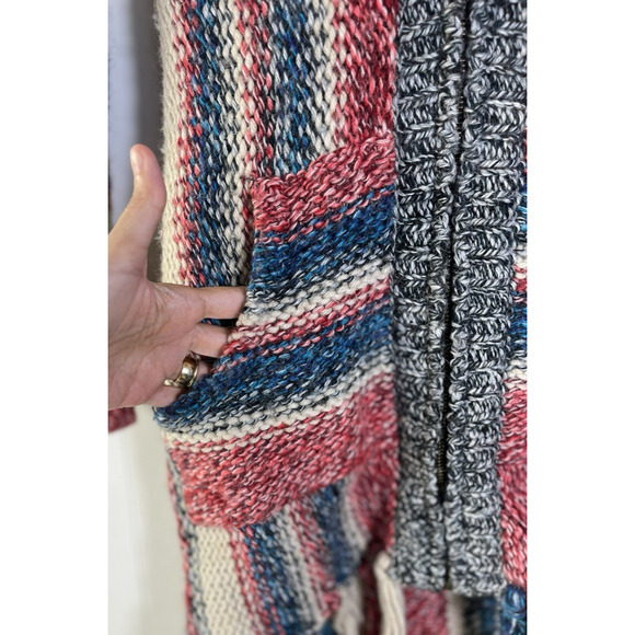 Mimi & Maggie Wool Blend Hooded Zip Cardigan Sweater Girls Medium Fringed Boho - Picture 8 of 12